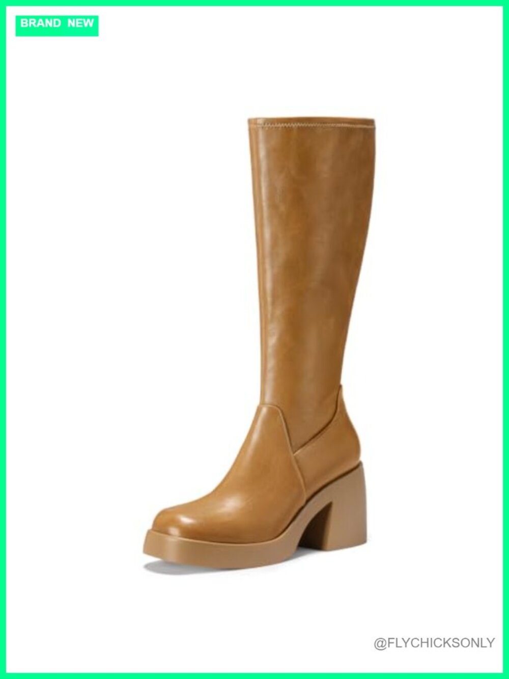 FITORY Women's Knee High Boots Square Toe Platform Chunky Block Heel Pull On